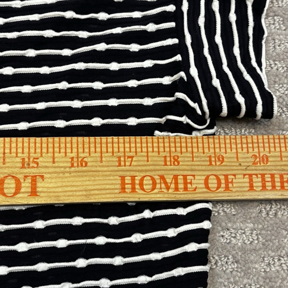 Armani Collezioni Shirt Women Size 12 Black White Stripes Short Sleeve  Blouse - Picture 3 of 6